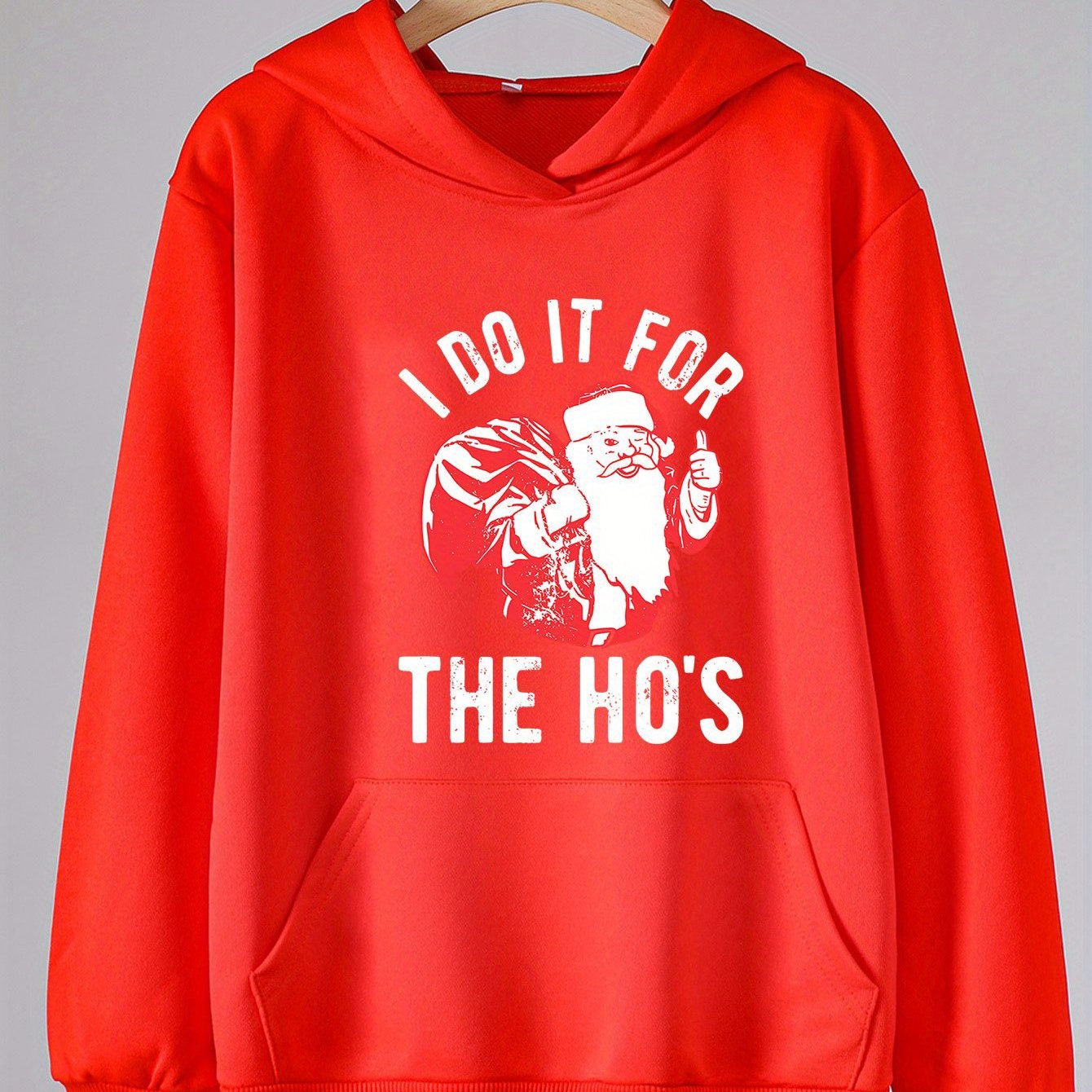 Christmas Santa Print Girls Hoodie Kids Casual Long Sleeve Hooded Sweatshirt