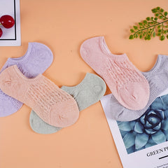 5 Pairs Mesh Invisible Socks Breathable Low Cut Ankle Socks Women's Stockings