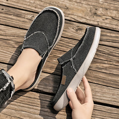 Men's Canvas Slip On Mules Lightweight Comfortable Open Back Shoes