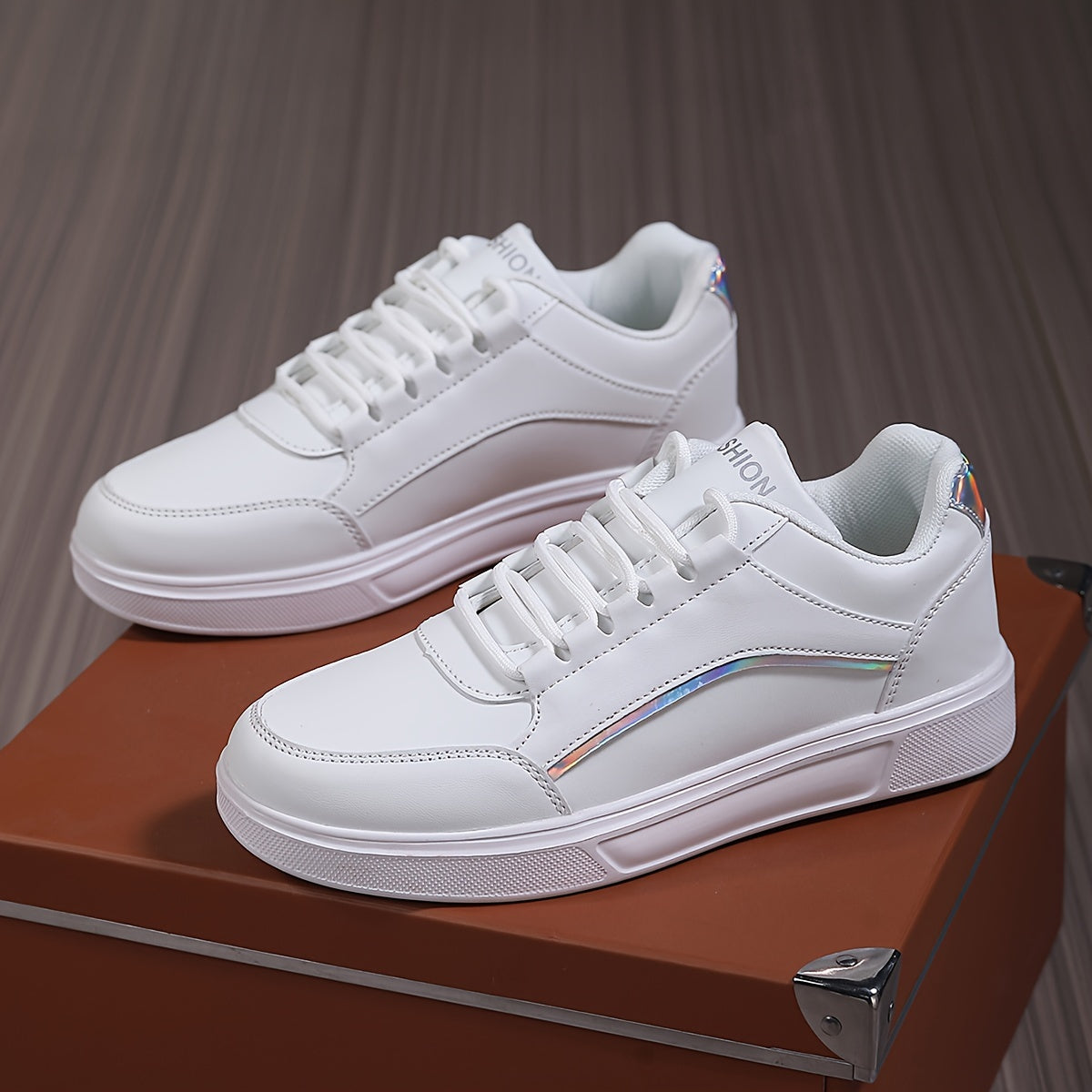 Women's Faux Leather Flat Heighten Skate Shoes Lace Up Sneakers
