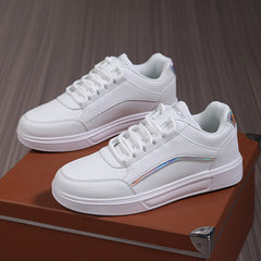 Women's Faux Leather Flat Heighten Skate Shoes Lace Up Sneakers