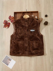 Boys' Warm Fleece Vest with Stand Collar for Fall Winter