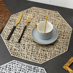 6pcs Plastic Placemats Octagonal Messy Silk PVC Non-slip Heat Insulation Mat