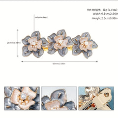 Enamel Flower French Barrette Hair Clip