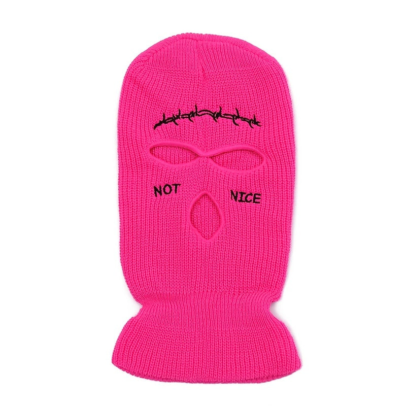 Embroidered Funny Hat 3 Hole Ski Mask Winter Warm Windproof Mask