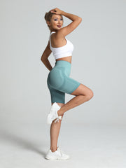 High Waist Yoga Sports Shorts Tummy Control Stretchy Seamless Fitness
