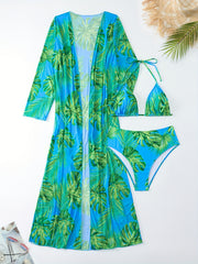 Boho Bikini Set Women's Plus Tropical Print Swimsuit Three Piece Set