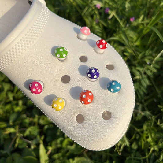 16pcs Tiny Rainbow Mushroom Shoe Charms For Crocs Sandals DIY Shoes Accessories