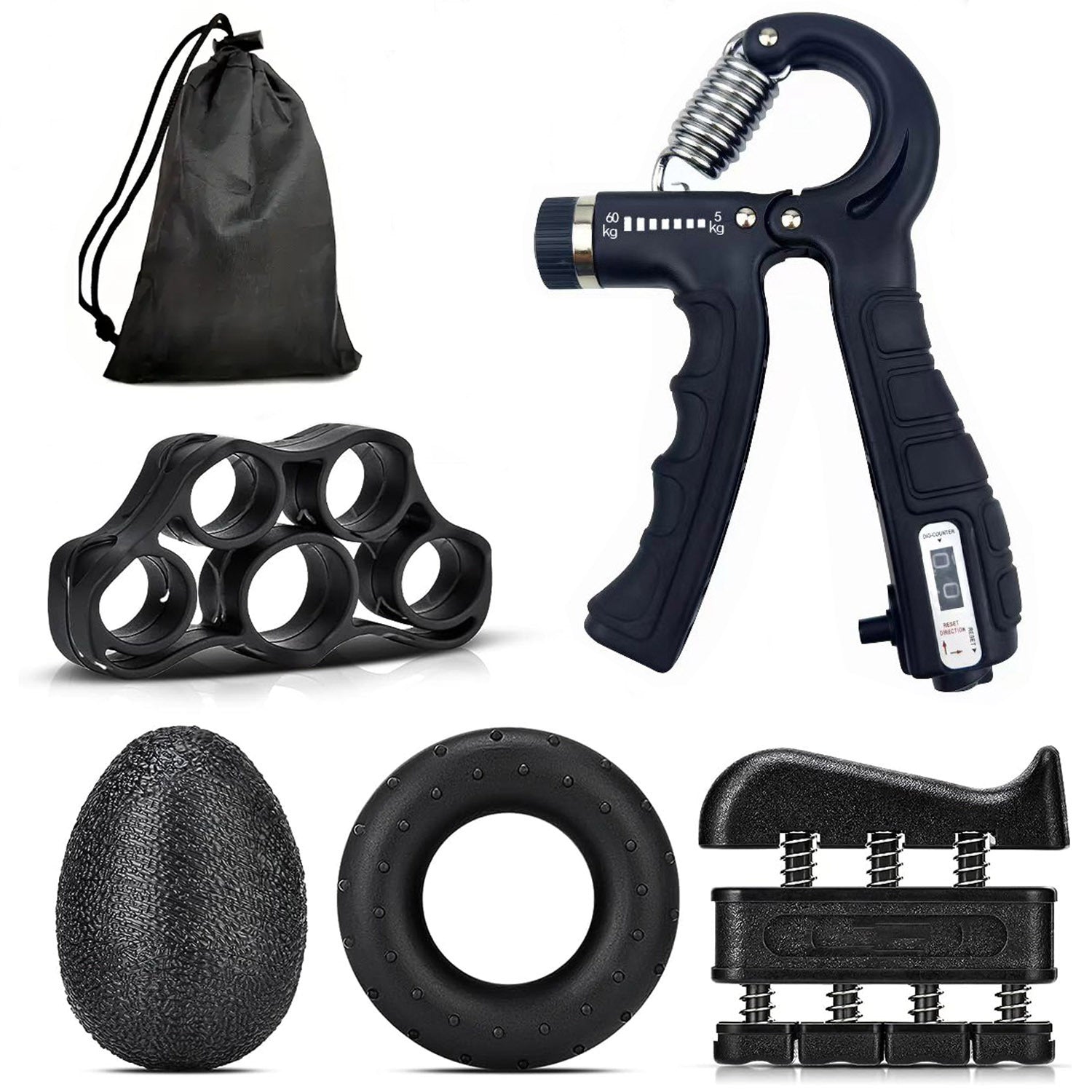 Hand Grip Strengthener Set - Adjustable Resistance Forearm Trainer for Men