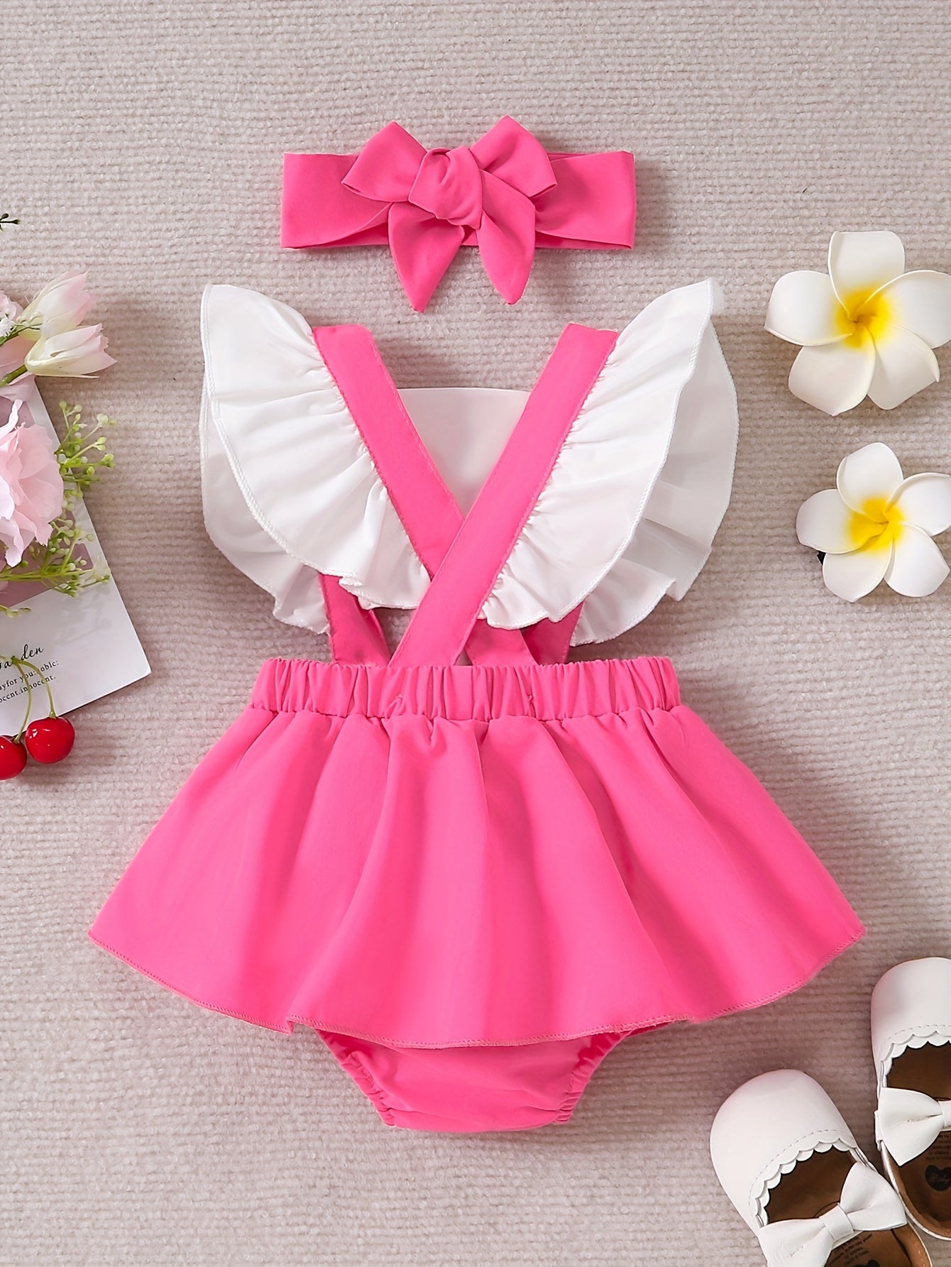 Baby Sweet Contrast Letter Print Flying Sleeve Romper Ruffled Dress