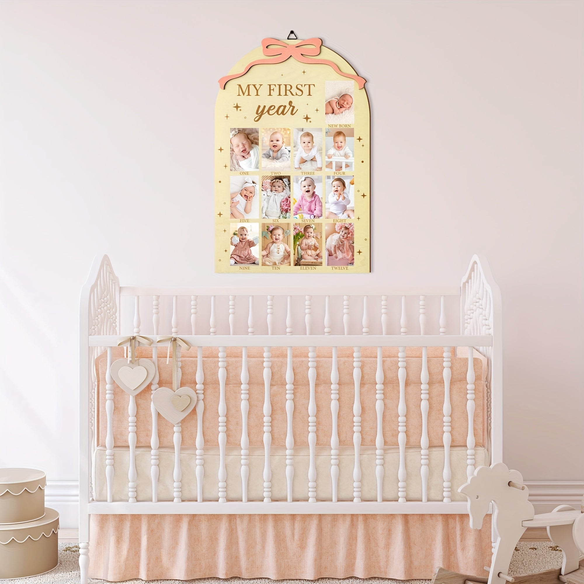 One Year Old Birthday Gift Set - Photo Frame Decoration & Wooden Board for Mont