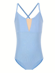 Cross Back V Neck Girls Dance Dress Ballet Gymnastics Leotard