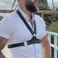 Men's Leather Chest Strap for Matching Shirts