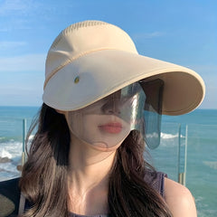 Retractable Sun Visor Hat With Wrap Around Sunglasses