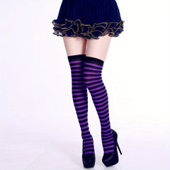 Striped Thigh High Socks Halloween Cosplay Over The Knee Socks