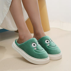 Women's Frog Embroidery Slippers Warm Indoor Shoes