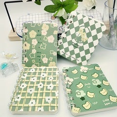 4pcs A7 Retro Neon Flower Series Coil Notebook Small Book