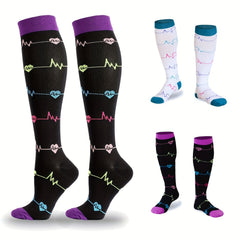 Striped Compression Sports Socks Anti slip Breathable Knee High Socks