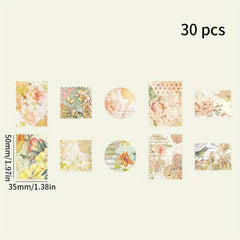 30pcs Flower Scrapbooking Paper Pack, Retro Decorative Craft DIY Papers