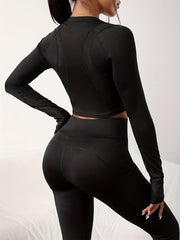 Yoga Crop Top & Leggings Set with Pocket, Activewear