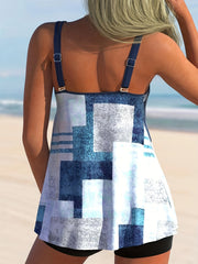 Women's Plus Patchwork Print Tankini Set
