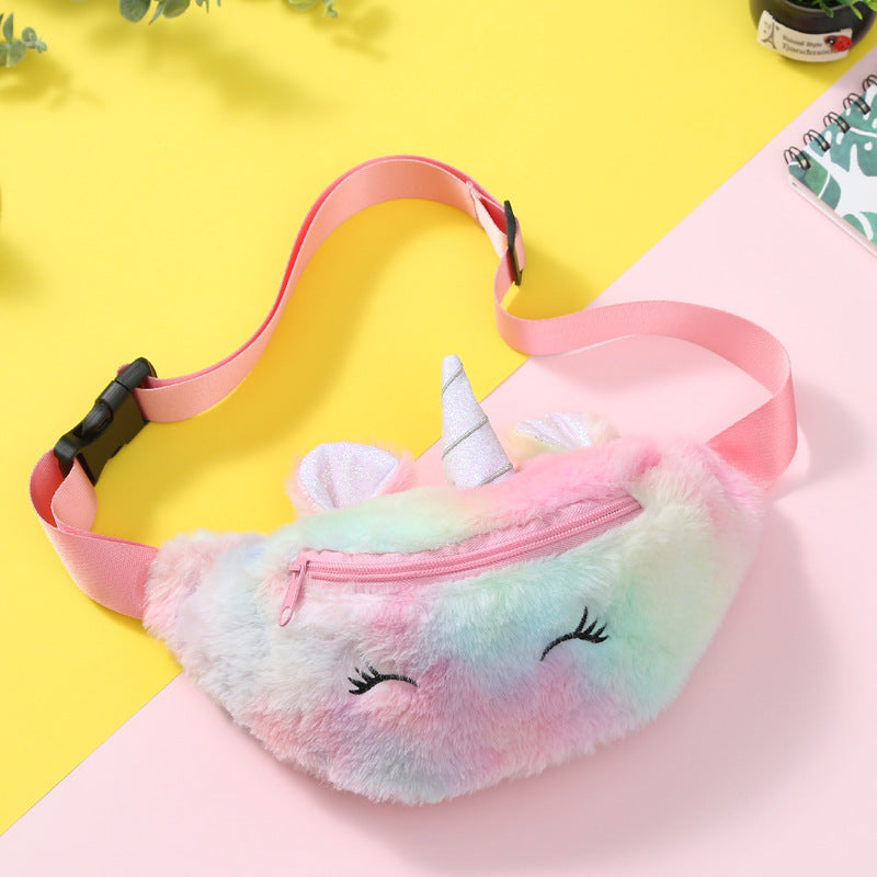 Girls Unicorn Plush Waist Bag Coin Purse Shoulder Bag
