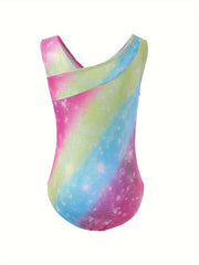Gradient Sleeveless Gymnastics Leotard - Girls Stretchy Ballet Suit
