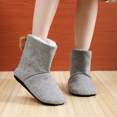 3D Teddy Bear Slipper Boots Plush Lined Winter Home Slippers