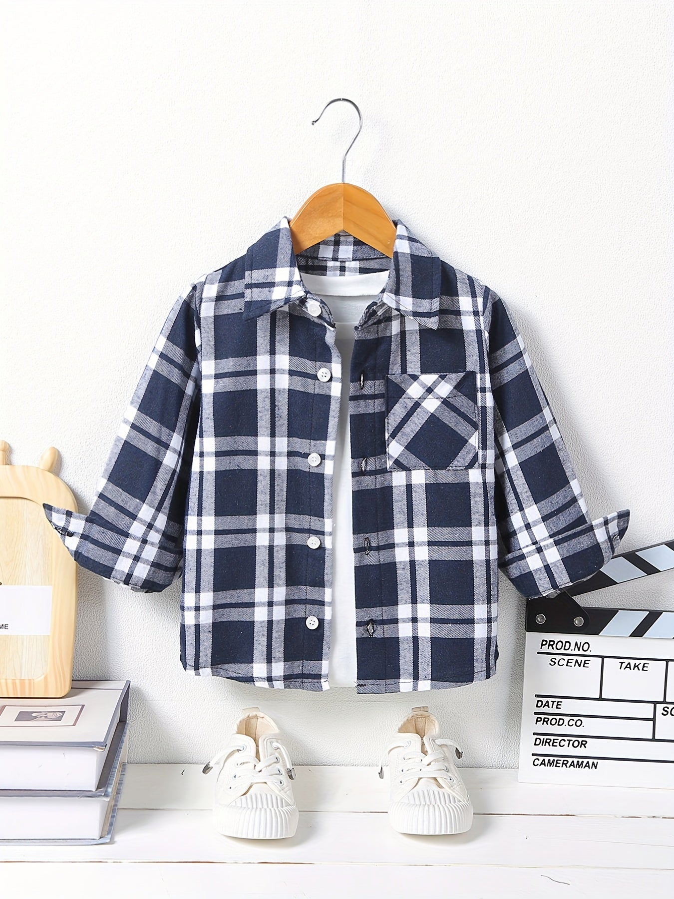 Plaid Shirt Button Down Lapel Long Sleeve Kids Clothes