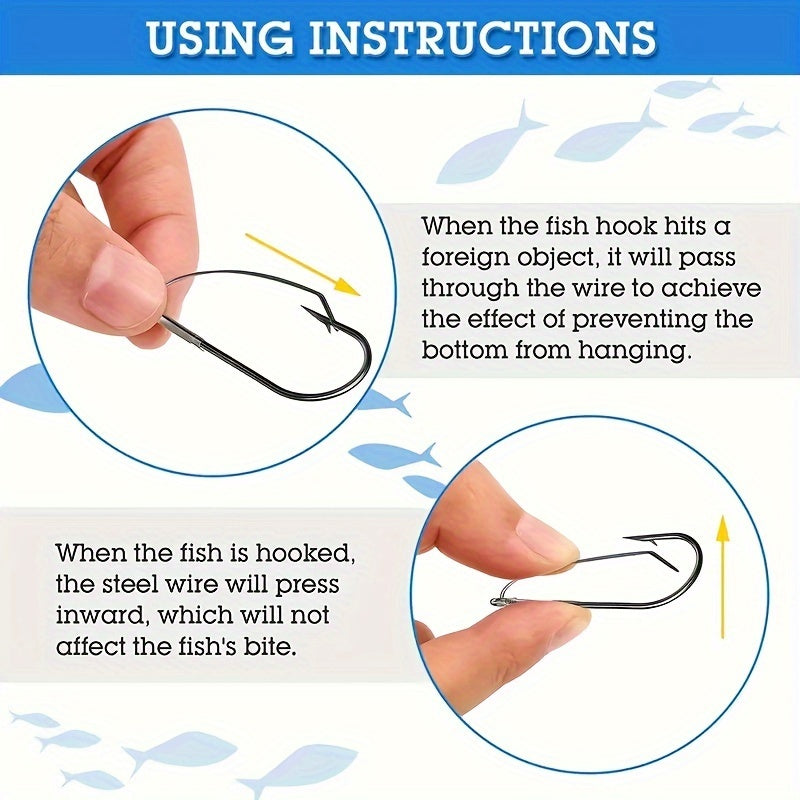 10pcs Weedless Fishing Hooks Carbon Steel Single Hook Soft Worm Bait