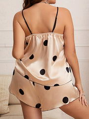 Polka Dots Print Satin Cami Top & Shorts Set