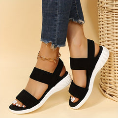 Women's Comfy Flat Sandals Open Toe Elastic Strap Slip On Shoes