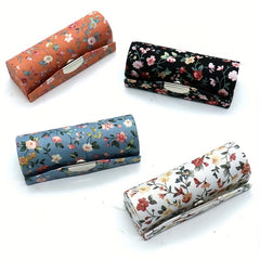 Flower Lipstick Case Holder with Mirror for Purse Travel