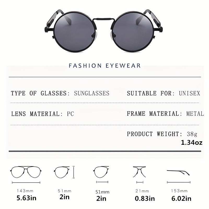 Steampunk Round Metal Sunglasses Retro Vintage UV400