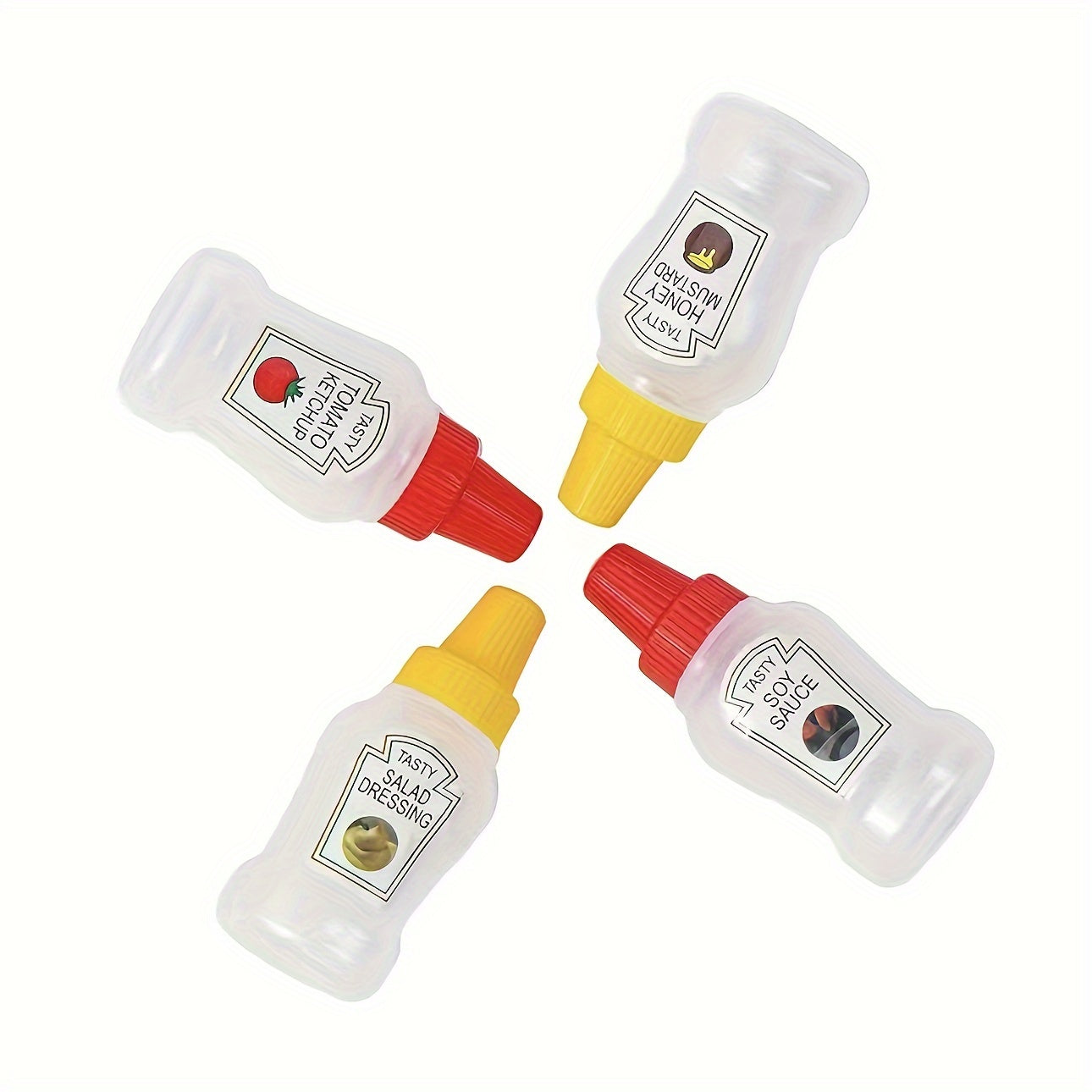 4pcs Portable Mini Tomato Sauce Bottles for Outdoor Picnic