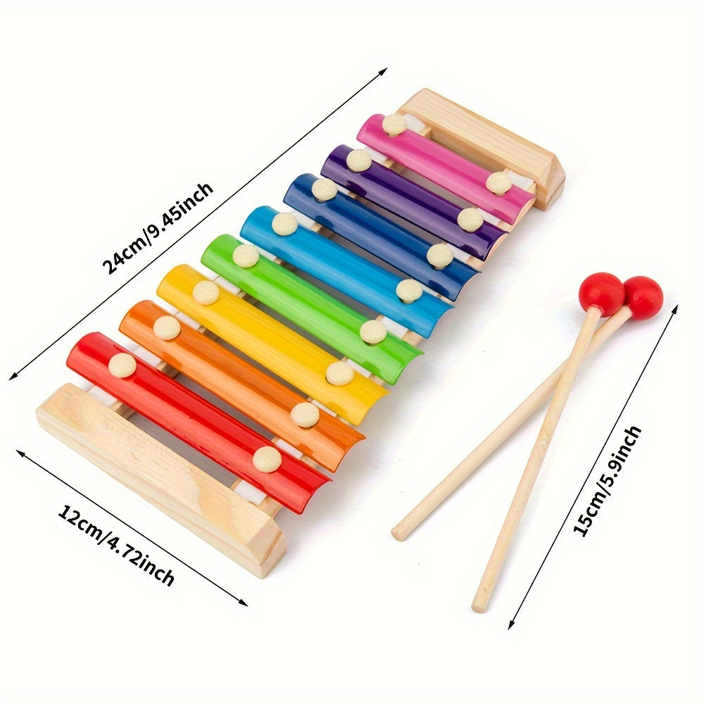 5 in 1 Montessori Wooden Toys Preschool Education Musical Xylophone Beadwork