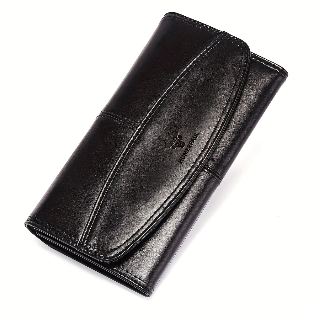 HUMERPAUL Women'S Leather Long Wallet Large Capacity Casual Style
