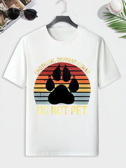 Men's Paw Print T shirt Active Comfy Slightly Stretch Crew Neck Tee
