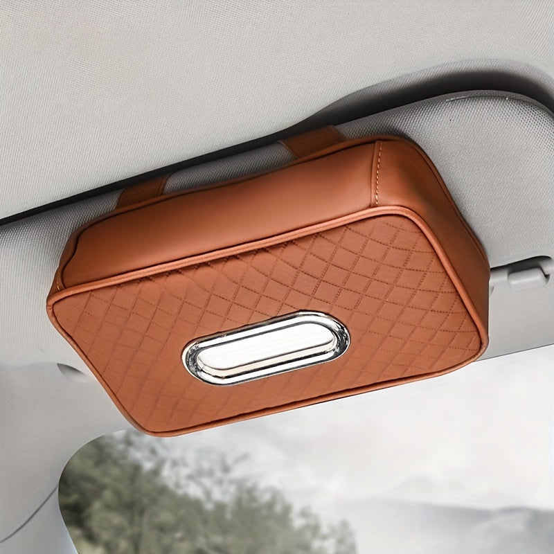 Leather Car Visor Tissue Holder Auto Napkin Case with Strap