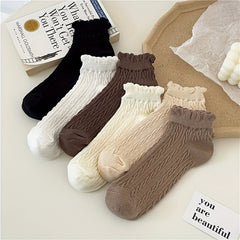 5 Pairs Girls Lace Ruffled Socks for Spring Autumn