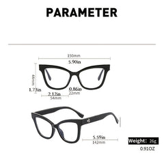 Cat Eye Oversized Spectacles Lenses Light Blocking Glasses Square Frame