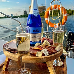 Wooden Folding Picnic Table Wine Glass Holder