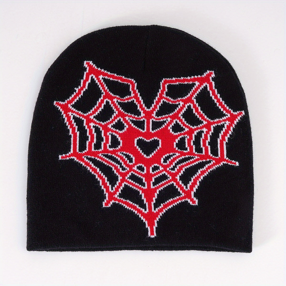 Heart Spider Web Jacquard Beanie Hip Hop Candy Skull Cap