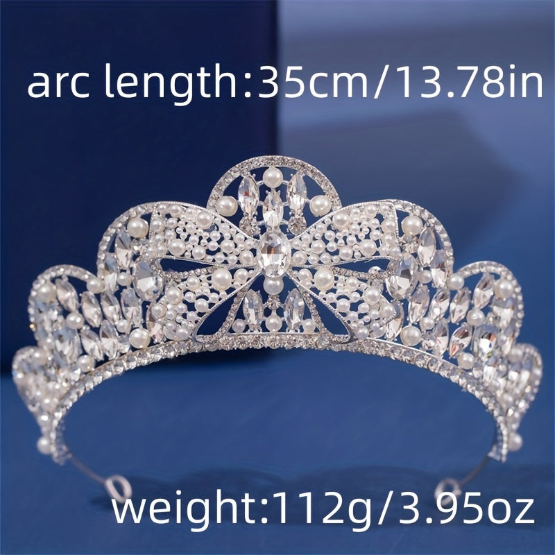 Girls Faux Pearl Rhinestone Crown Princess Hair Accessories