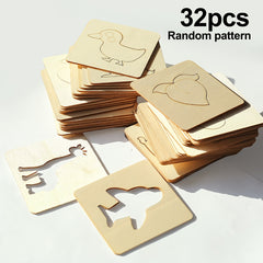 Wooden Hollow Painting Stencils Animal Fruit Patterns Doodle Templates
