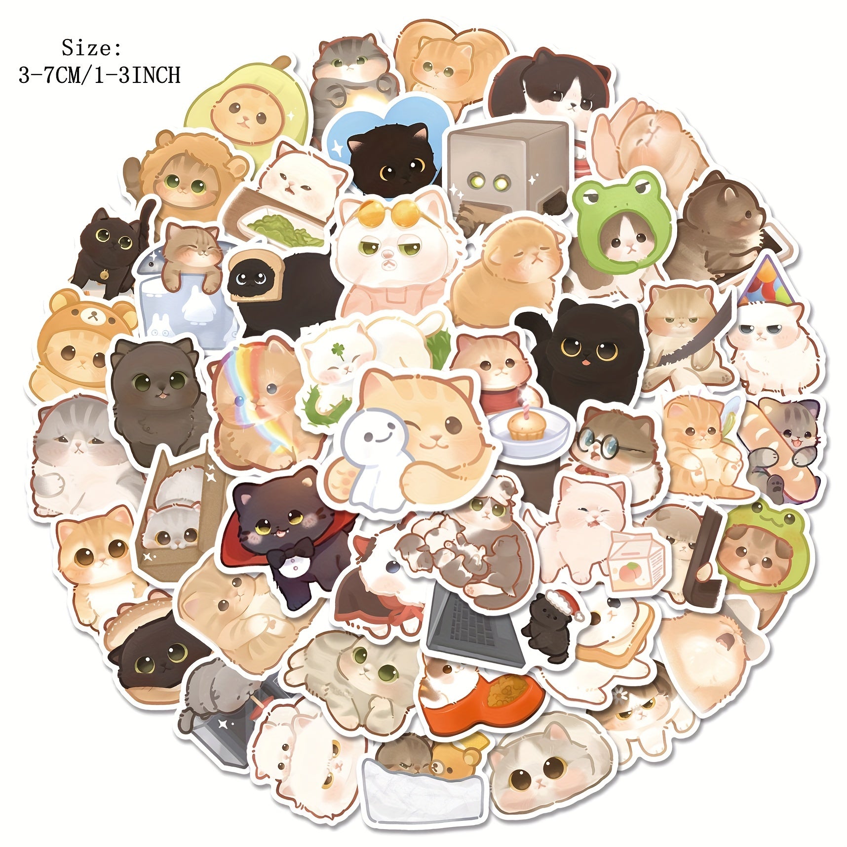 50 Cat Stickers DIY Toys Wall Luggage Laptop Phone Case Skateboard