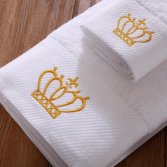 Soft Cotton Embroidered Hand and Bath Towel Set for Hotel and Salon