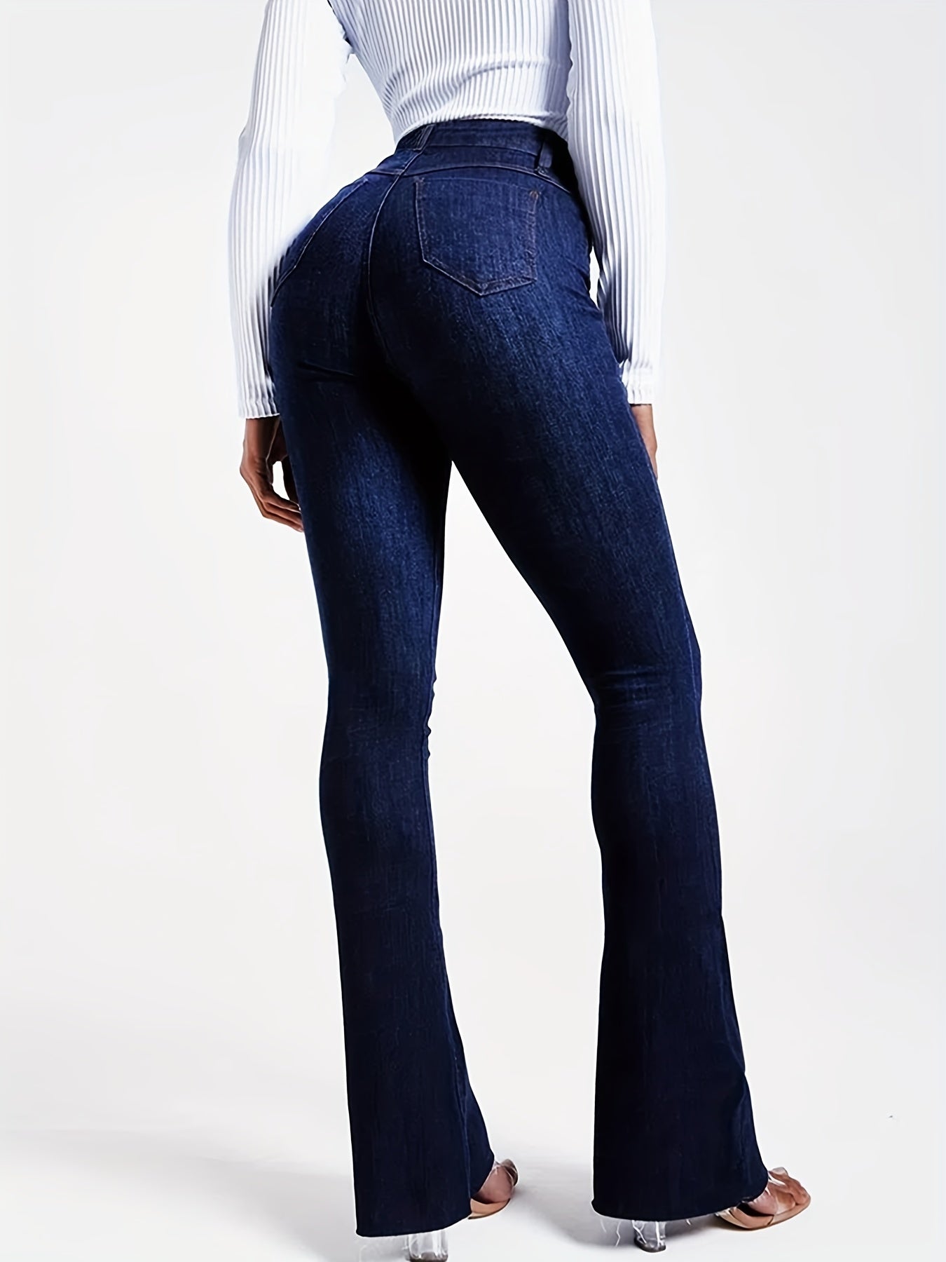 Vintage Style Butt Lifting Flare Jeans Women's Stretchy Bootcut Pants