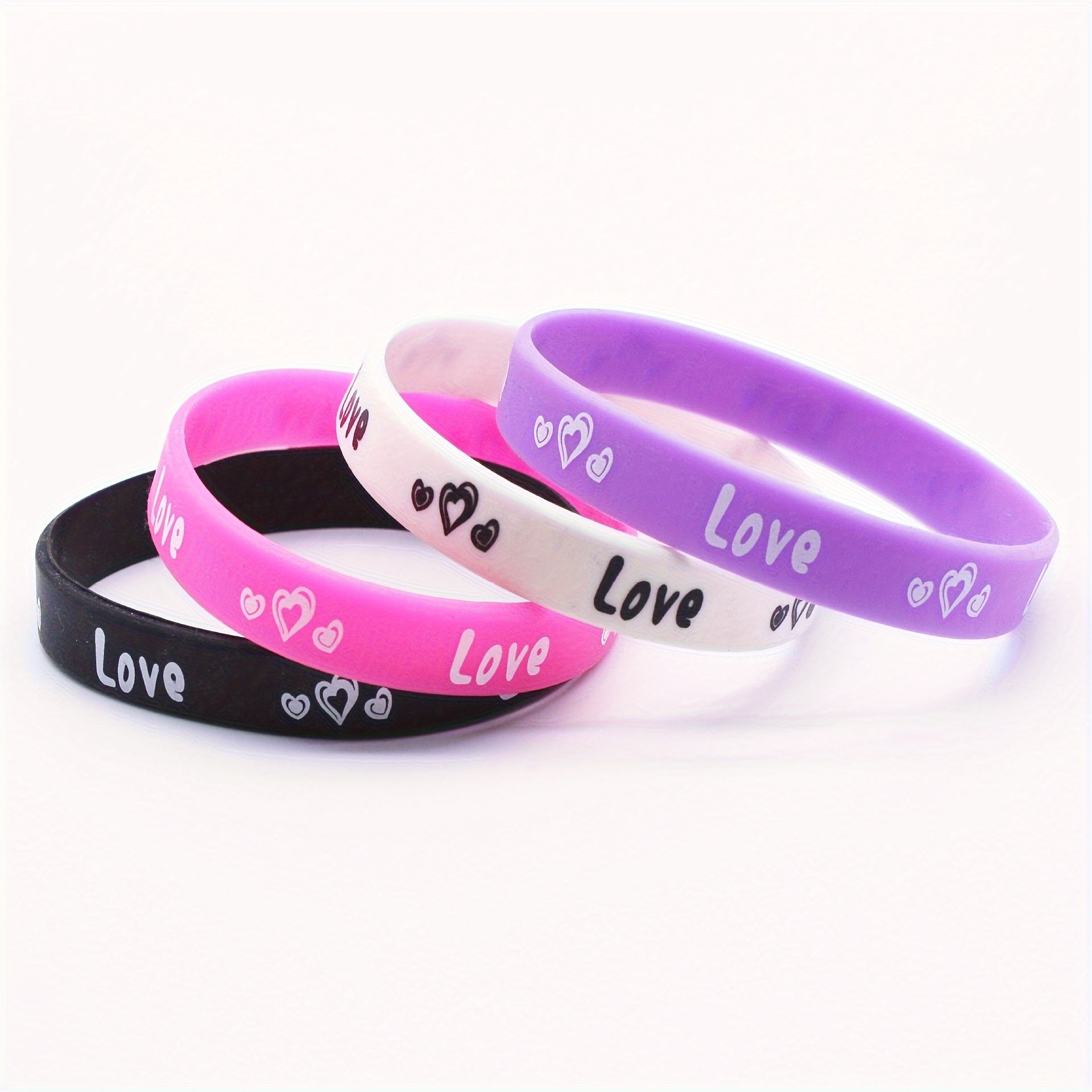 4Pcs Love Heart Silicone Bracelet Couple Bracelet Women Rubber Sports Wristband