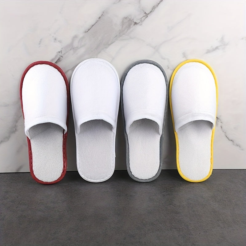 Plush Flat Slippers Non Slip Hotel Shoes Women's Indoor Guest Slippers